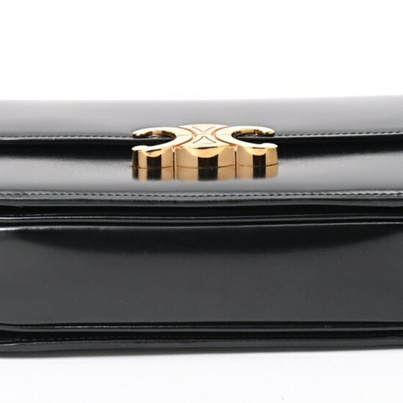 CELINE Classic Triomphe Bag Shoulder - Shiny Calfskin Black - Picture 6 of 10